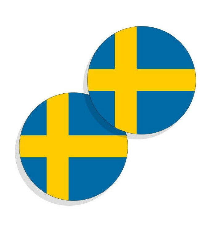 Sweden Flag Stickers Flag Decals Vinyl Round Set of 4 Swedish Flags