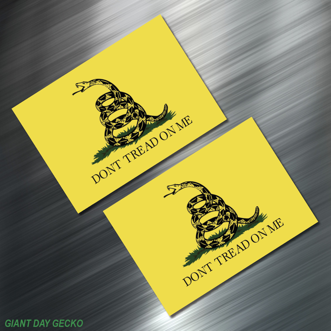 (2) TWO Gadsden FLAG Vinyl Decal Sticker For Car Laptop Don’t Tread On Me USA!
