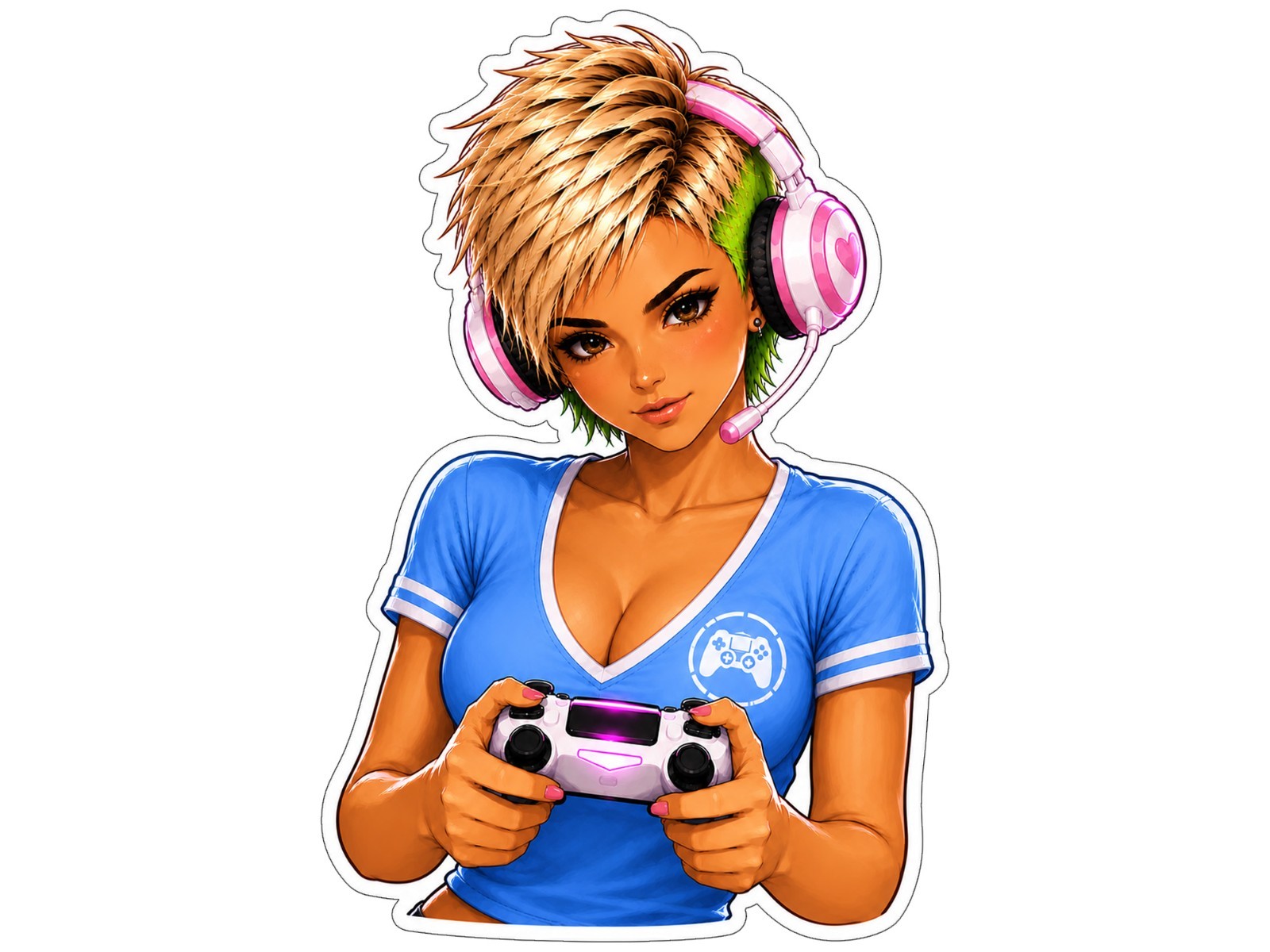 Gamer Girl Sticker Decal – Gamer Girl Controller Laptop Window Car 3.2″