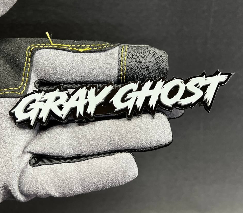1PC GRAY GHOST Custom 3D Text Car Badge Fender Emblem Tailgate Toolbox Decal