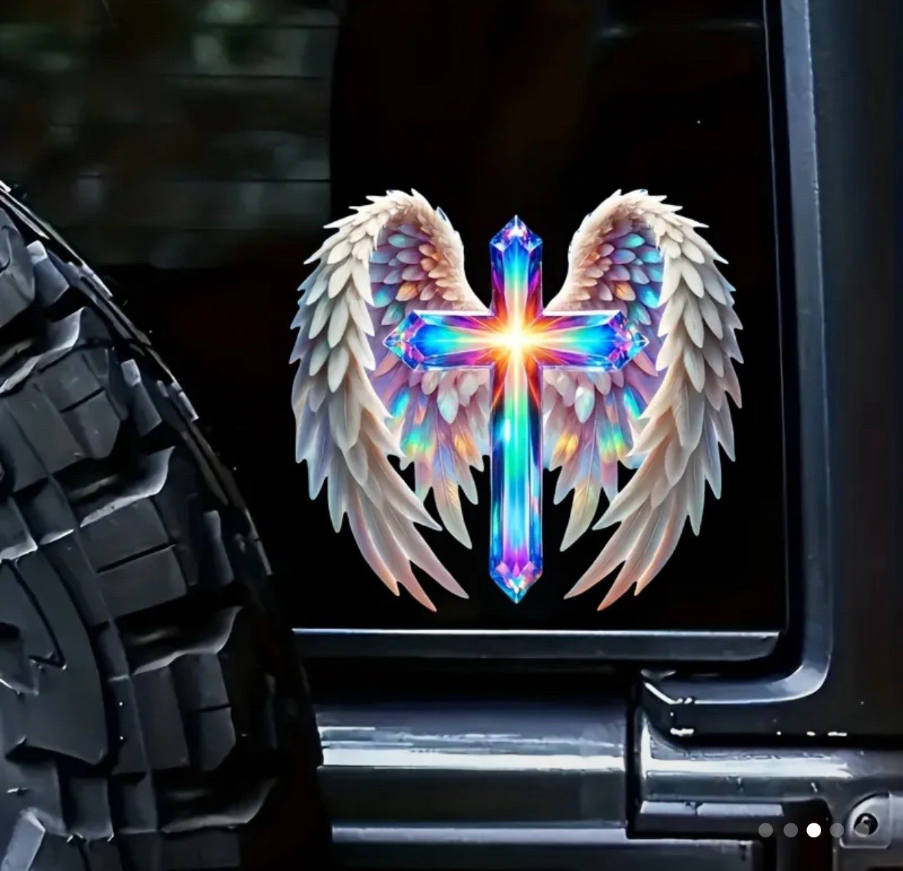 LED PRISM Cross Wings Vinyl Decal Sticker 6” Inch Christian Religious God Jesus