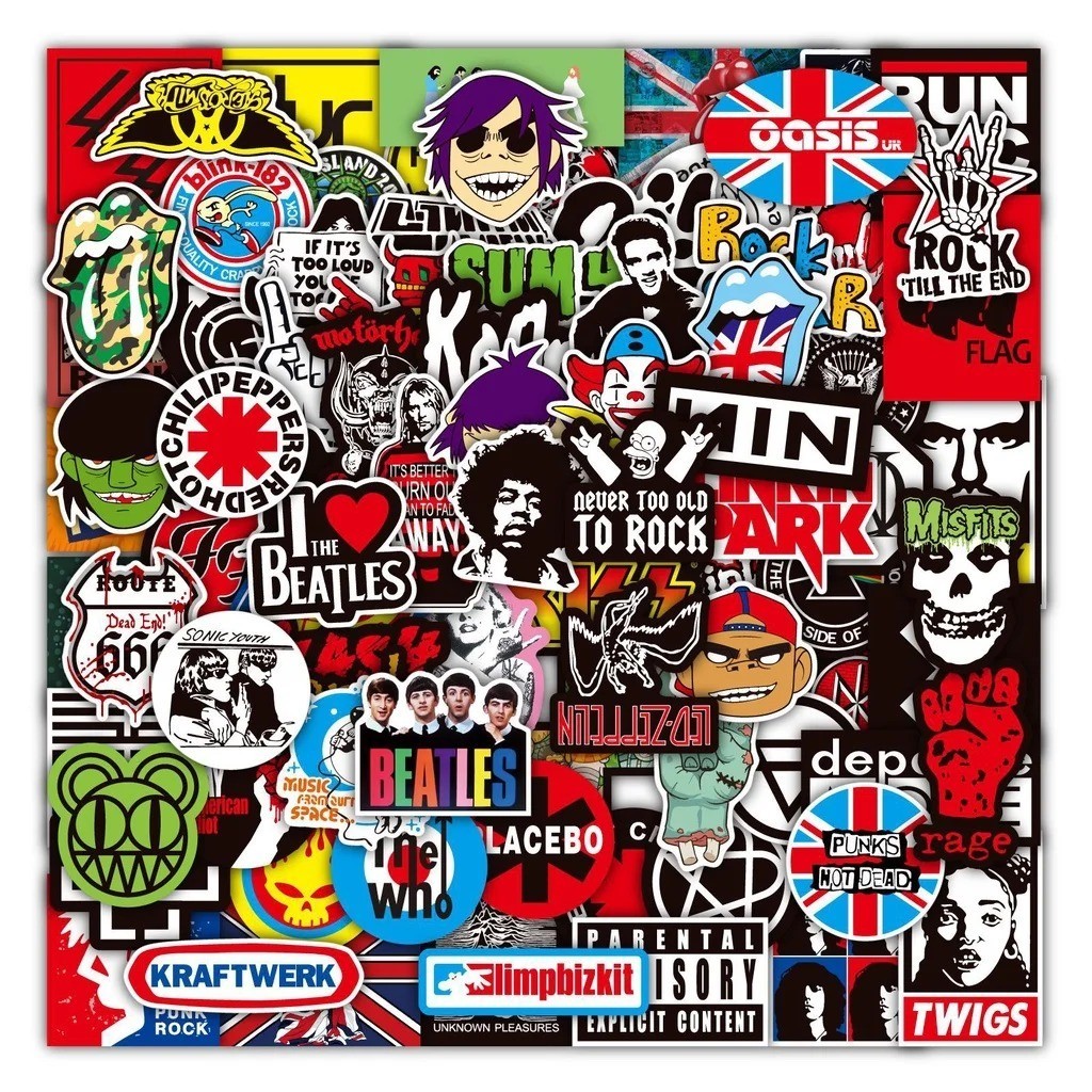 100PCS Rock Band Stickers Lot Punk Music Heavy Metal Bands Sticker Decal-USA