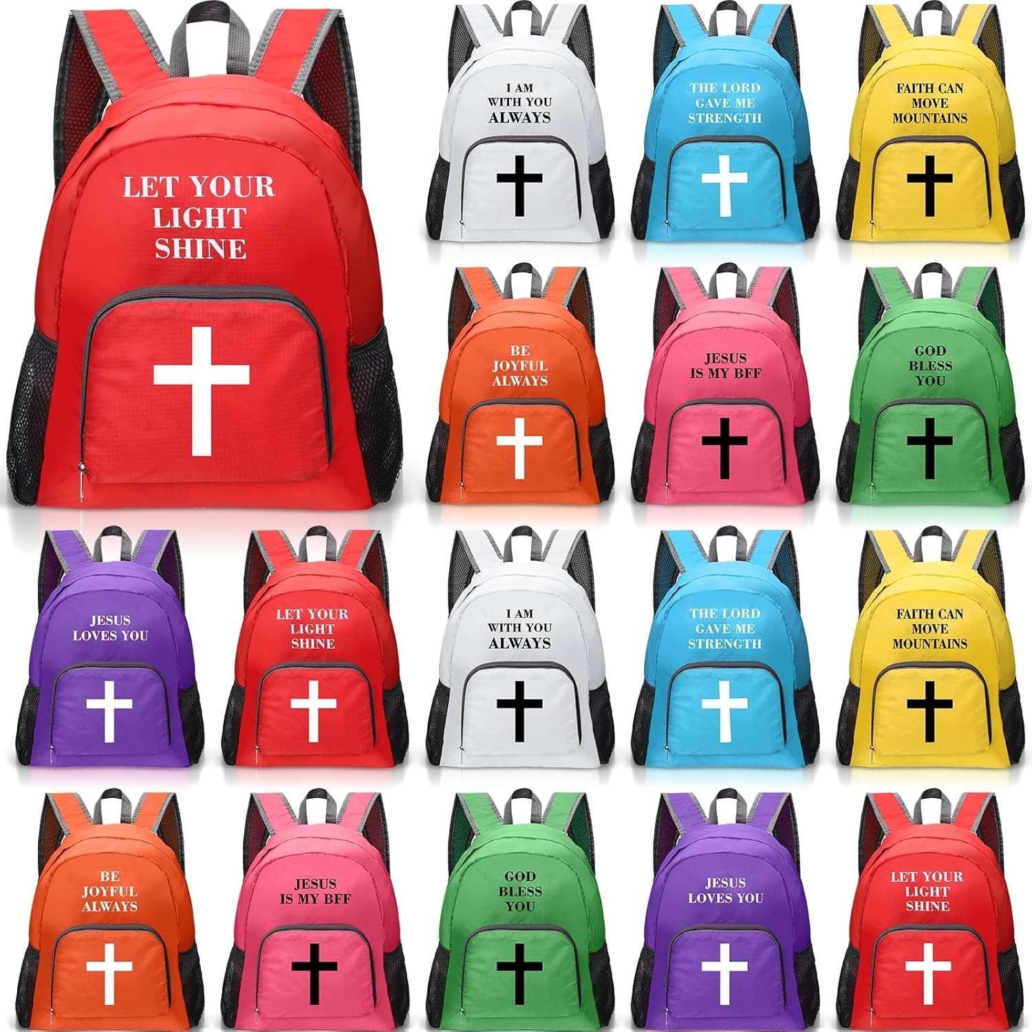 16 Pack Christian Gifts Backpacks 17″ Bible Verse Backpack Bulk Inspirational Re