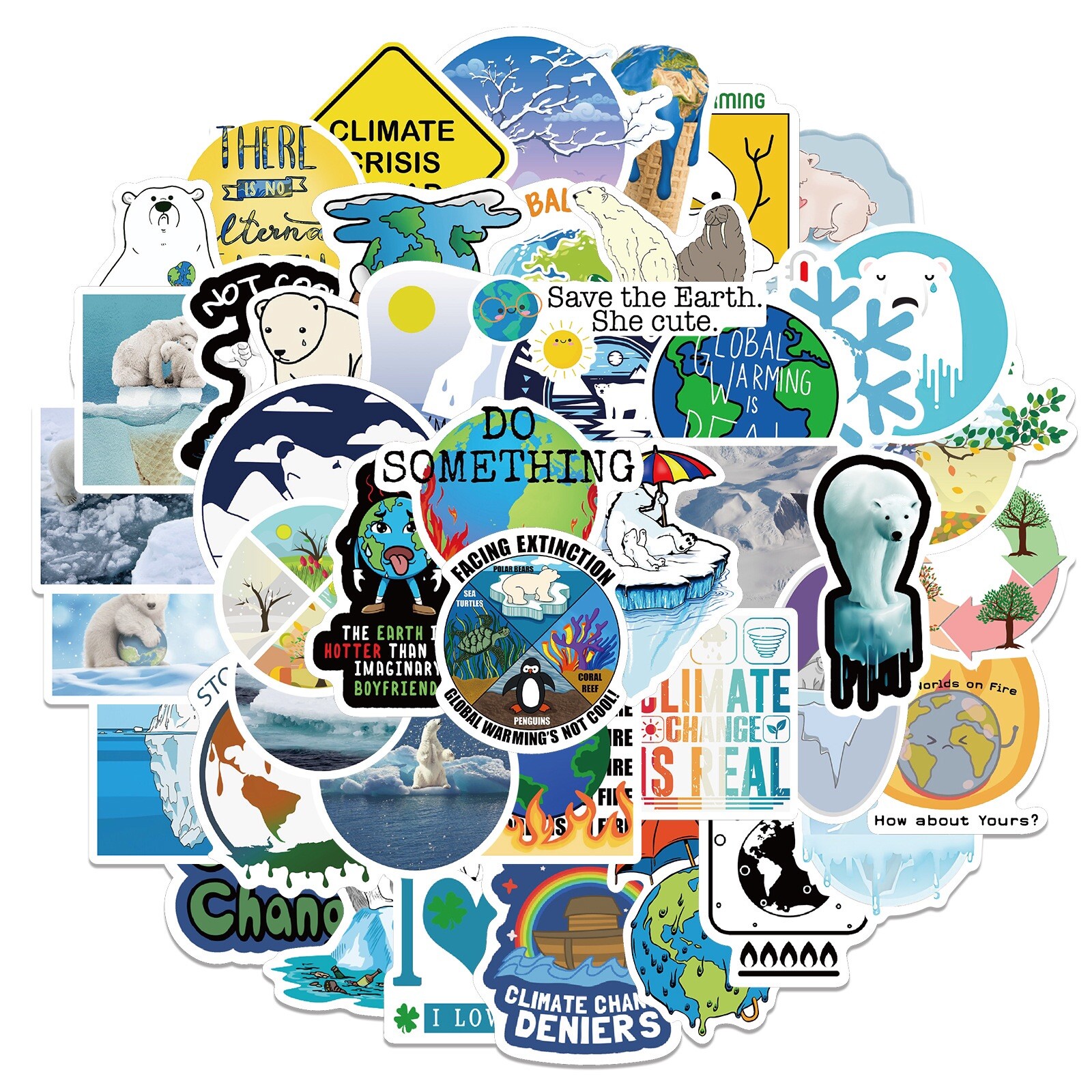 10 Random Climate Change Awareness Stickers Global Warming Decals Free Shipping