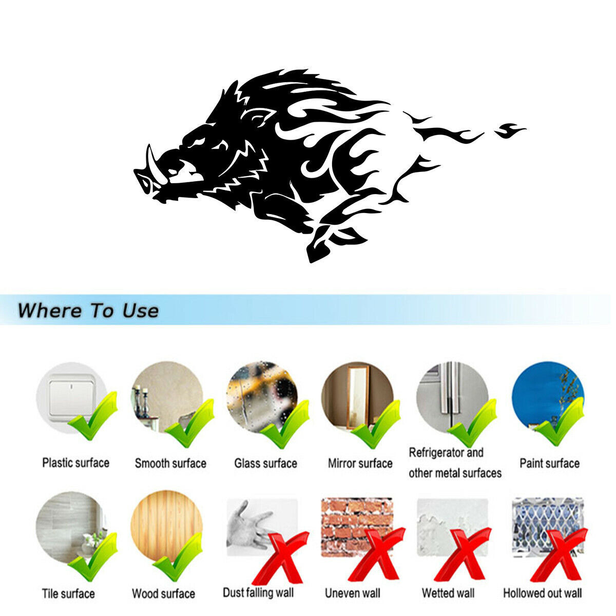 1Pcs Wild Hog Pig Boar Animal Car Auto Truck Window Bumper Vinyl Sticker Decal