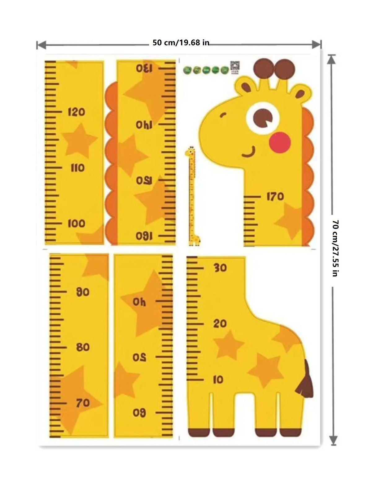Cute Cartoon Height Sticker Unicorn Dinosaur Giraffe Wall Height Measuring Ruler