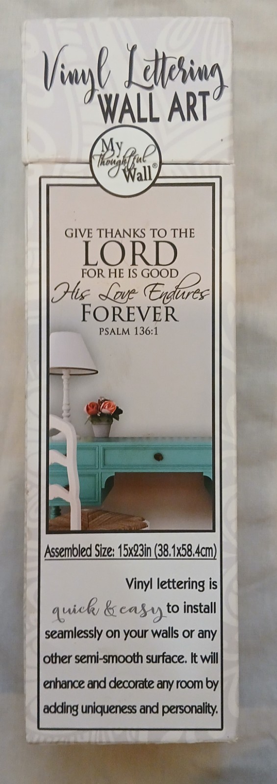 Give Thanks To The LORD. His Love Endures Forever Vinyl Lettering Wall Art 15X23