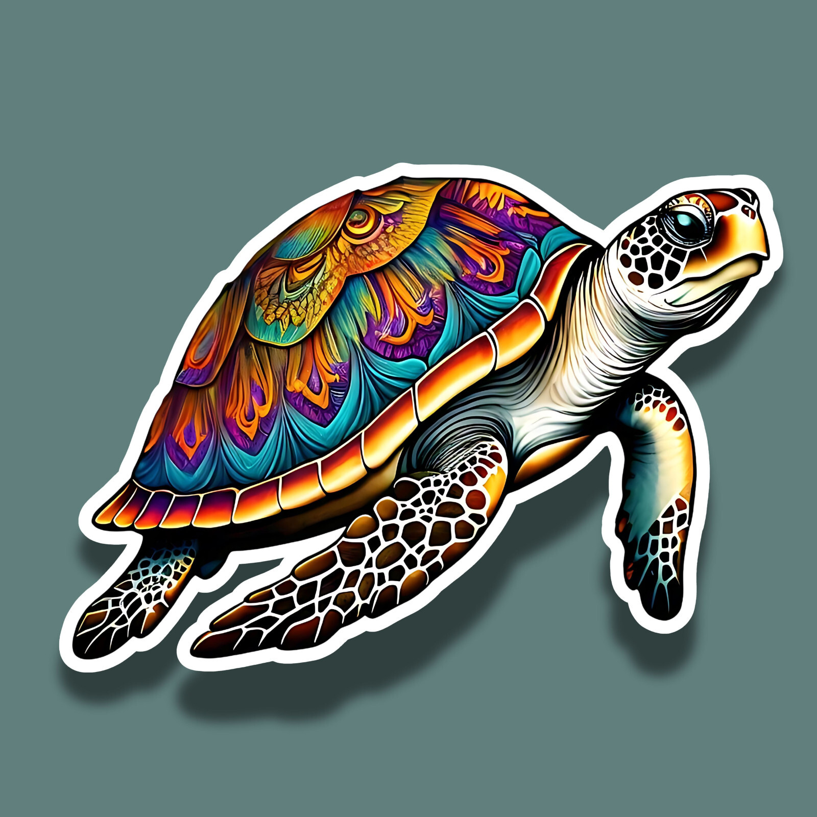 Sea Turtle Tortois Colorful Ocean Tropical Marine 3″ Vinyl Laminated Sticker