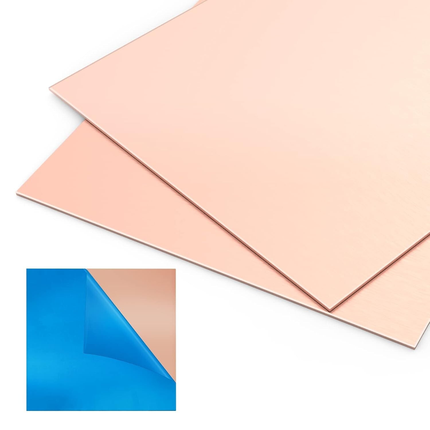 2 Pieces 99.9% Pure Copper Sheet 4″ X 4″18 Gauge1mm Thickness Film Attached Co