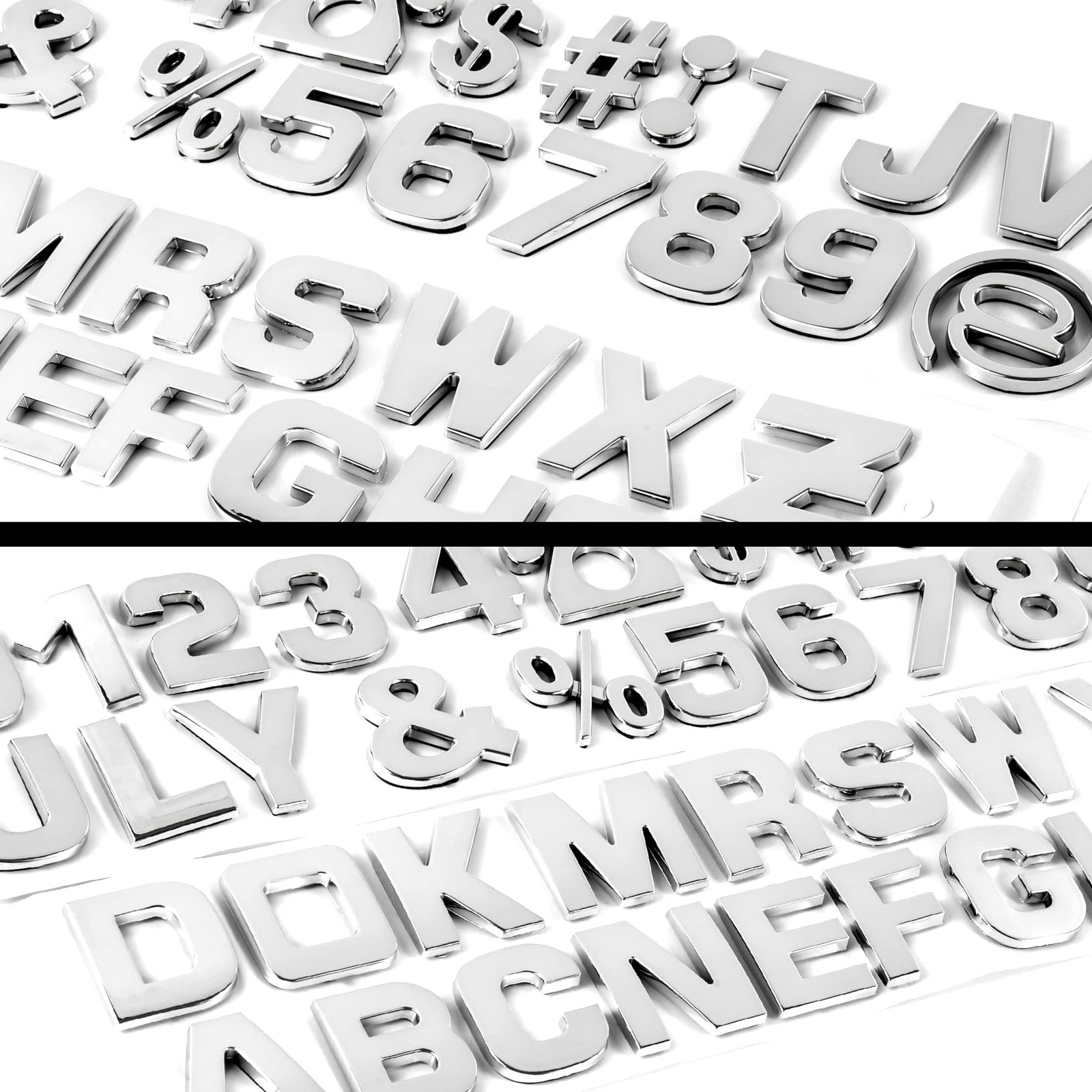 43Pcs Car Emblem Letters Sticker DIY 3D Chrome Number Symbol Badge Decal New