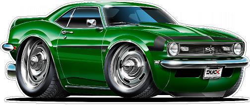 Wall Decal Compatible with 1968 Chevy Camaro SS 396 Cartoon Cars Boy Room Garage