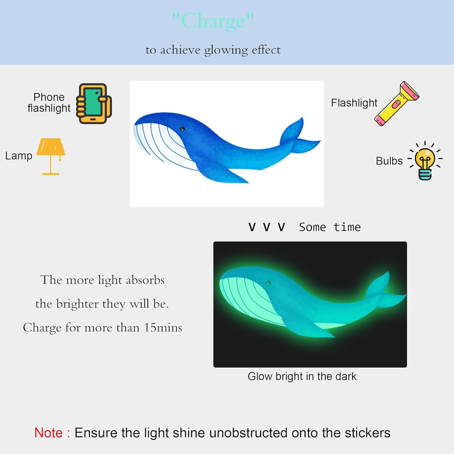 Sea Turtle Ocean Fish Wall Decals Glow in The Dark, Under The Sea Life Animals S
