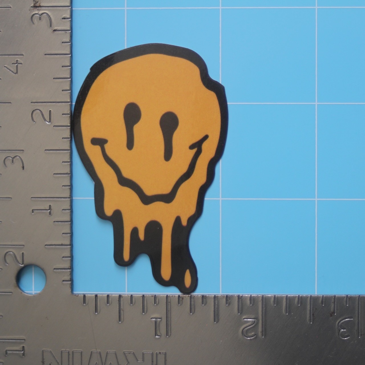 Horror Sticker (PSYCHEDELIC MELTING SMILEY) Creepy Halloween, Gloss PVC Decal