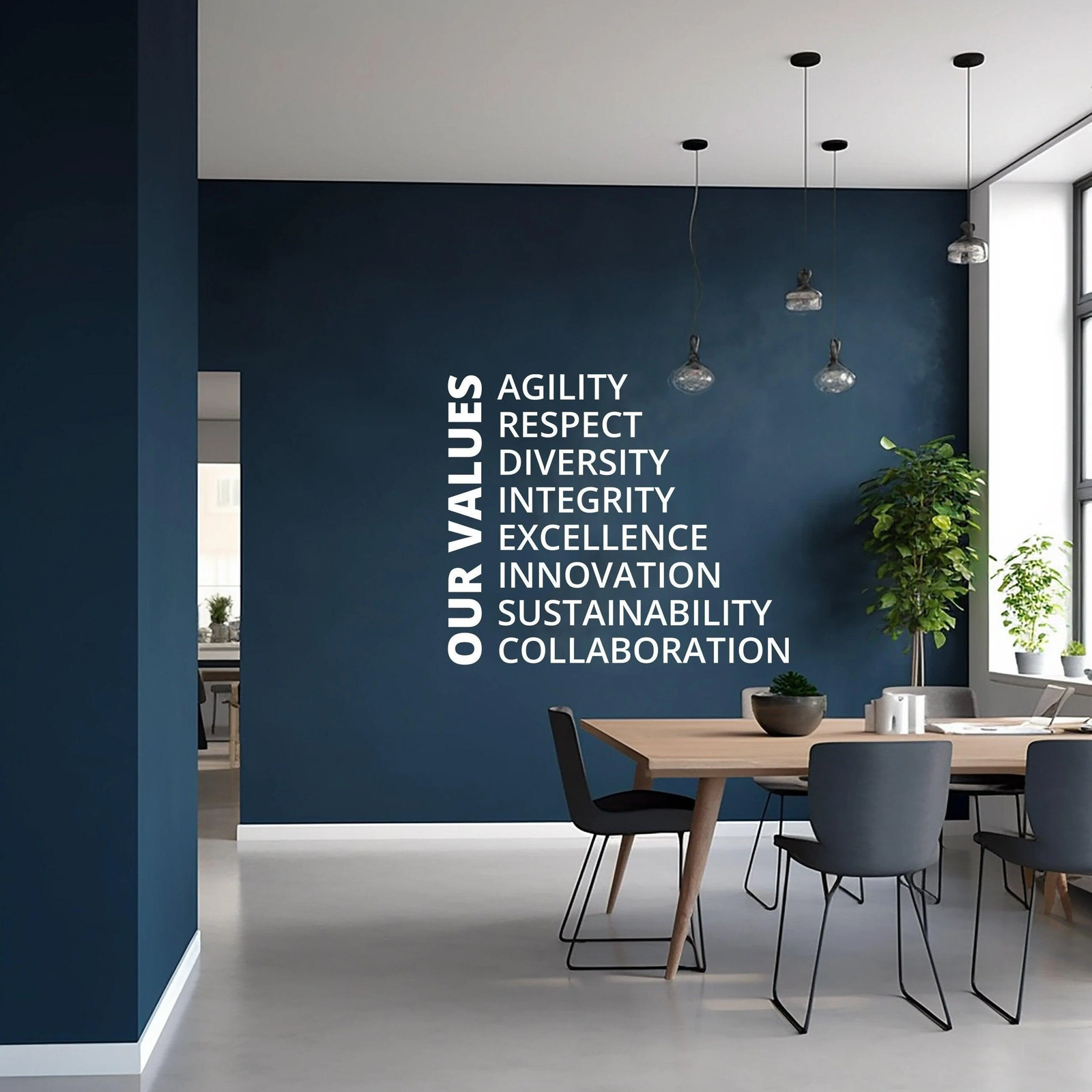 Our Values Office Wall Decal – Inspirational Conference Room Art Sticker –