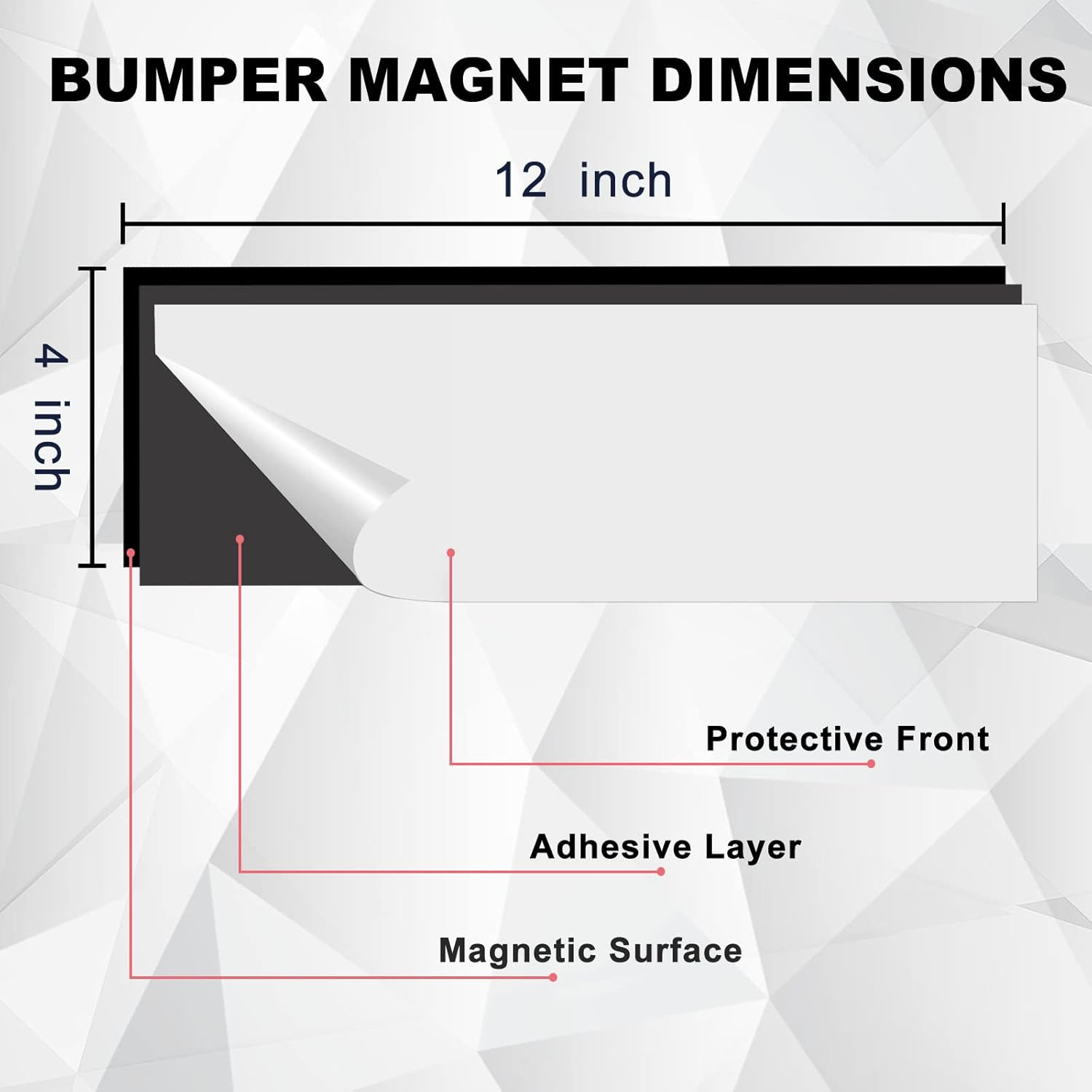 10 Pack 12″ X 4″ Bumper Sticker Magnets with Self Adhesive Flexible Magnetic Bum