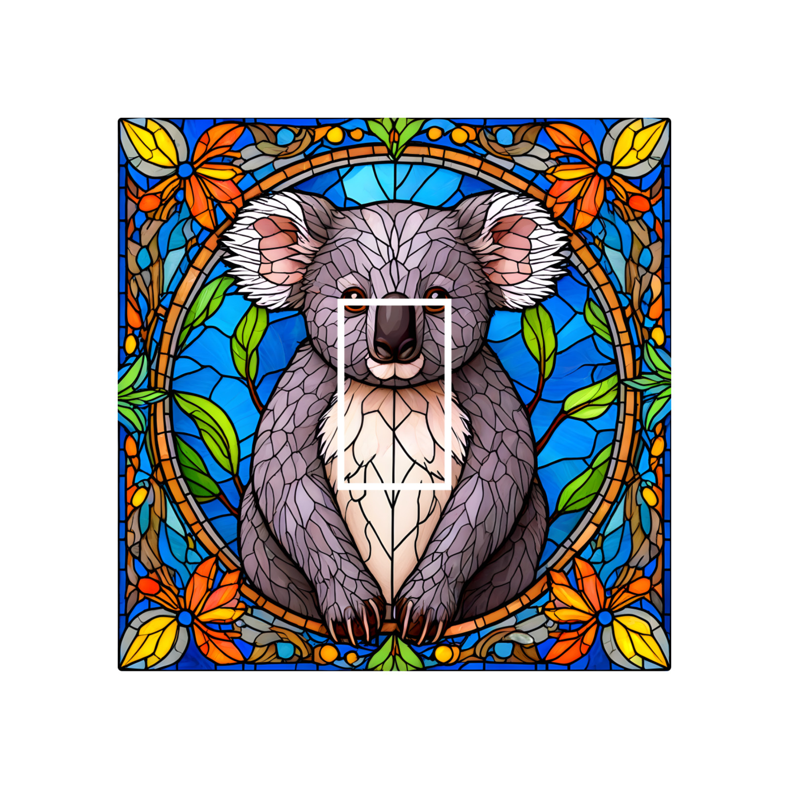 Koala Bear Animal Stained Glass Opaque Light Switch Cover Vinyl Sticker 84x84mm