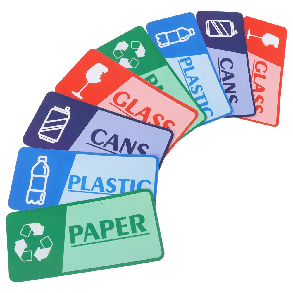 8 Sheets Garbage Collection Reminder Stickers Mixed Recycling Bin Recycle Trash