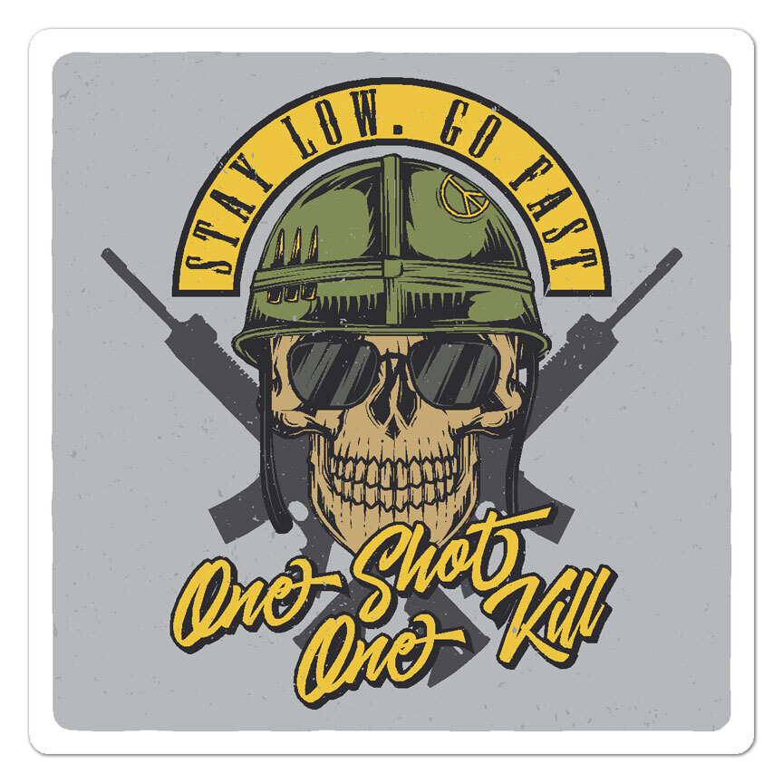 One Shot One Kill, Vinyl Decal Sticker, Indoor Outdoor, 3 Sizes, #9567