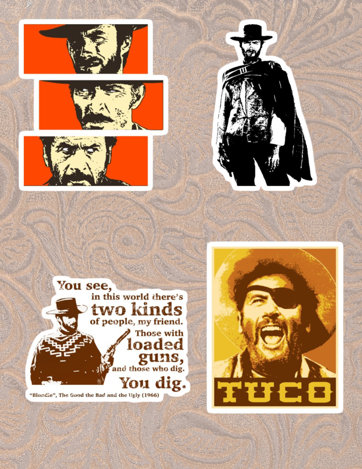 Good Bad & The Ugly Western Movie 4pc Sticker Pack
