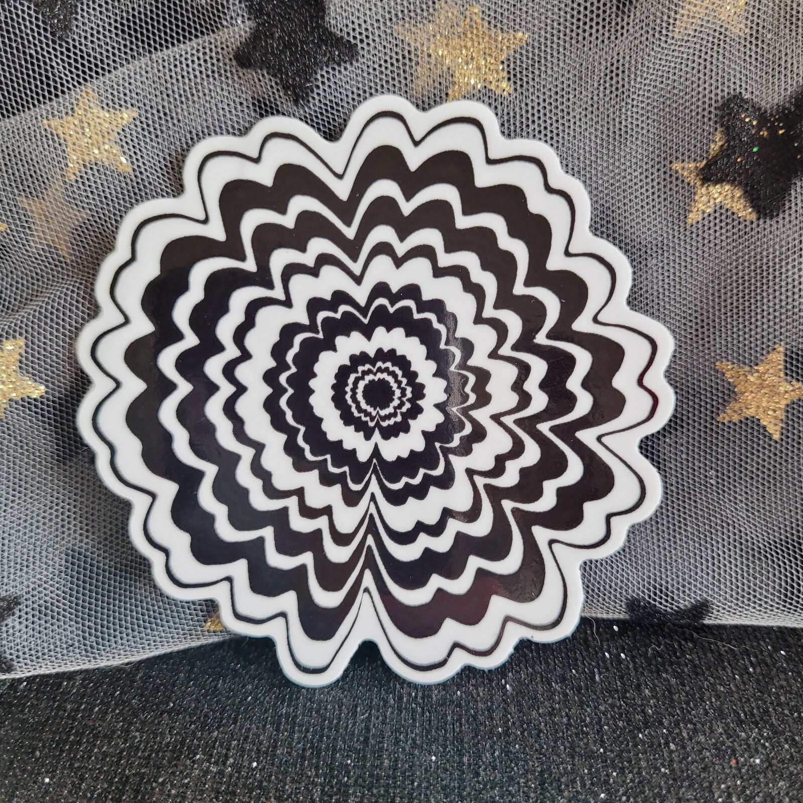 BWC002-Flower Shaped Black White Sticker | Flowers | Monochromatic | Psychadelic