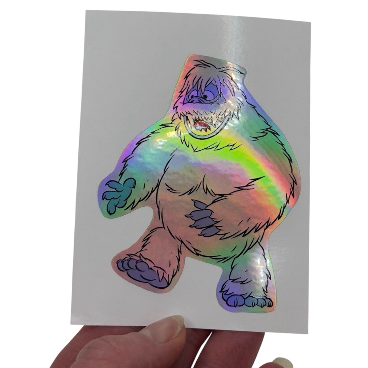 HOLOGRAPHIC METALLIC LASER YETI ABOMINABLE SNOWMAN RUDOLPH 3” VINYL STICKER