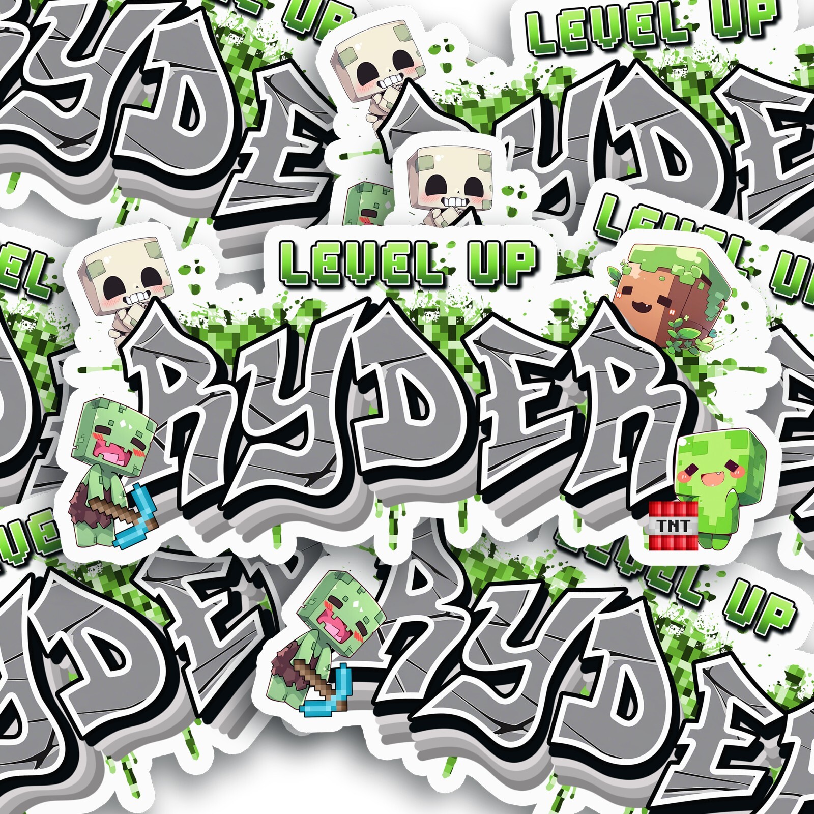 Pixel Video Game Custom Personalized Name Decal Kid Sticker Water Bottle Laptop