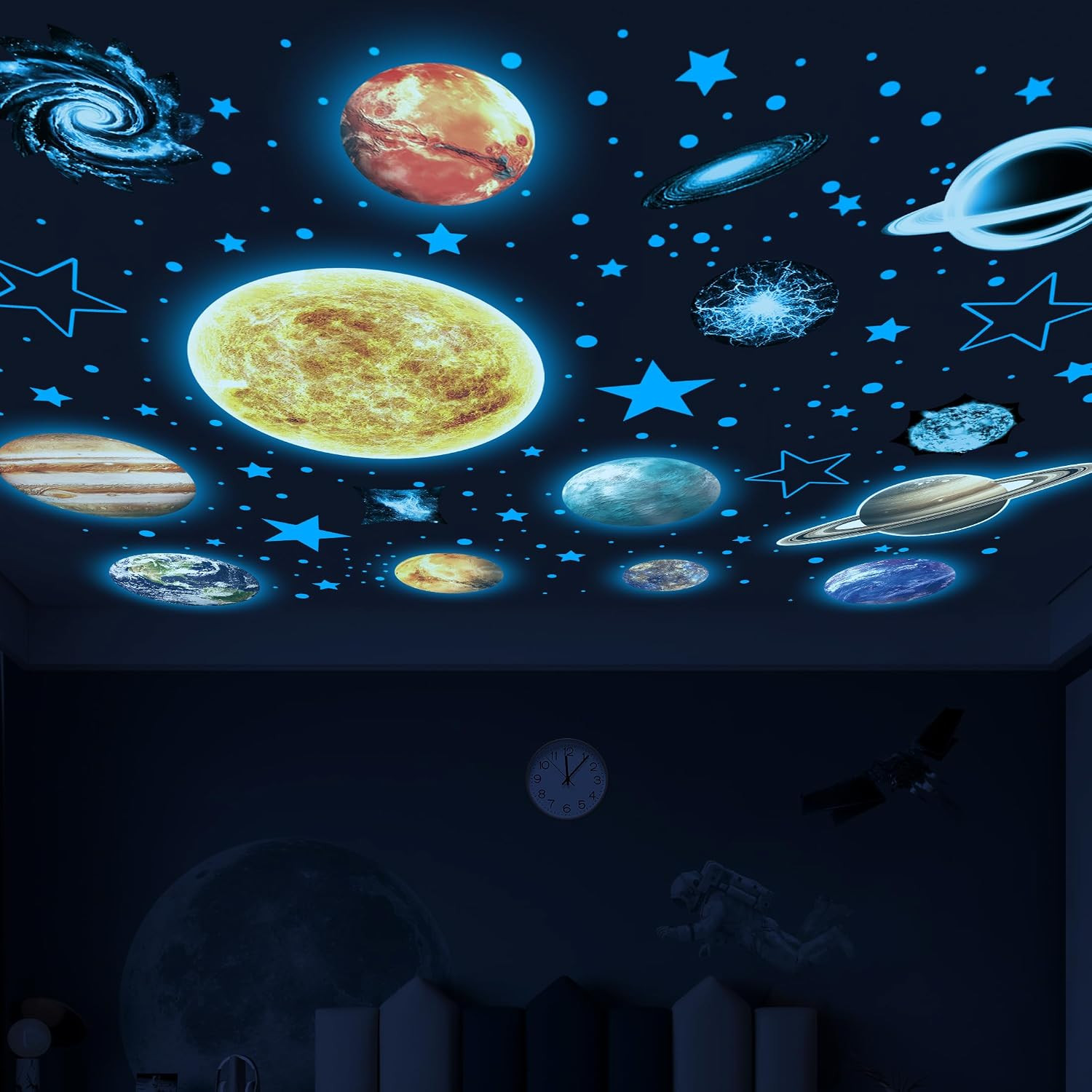 Glow in the Dark Stars and Planets for Ceiling, Glow Solar System Wall
