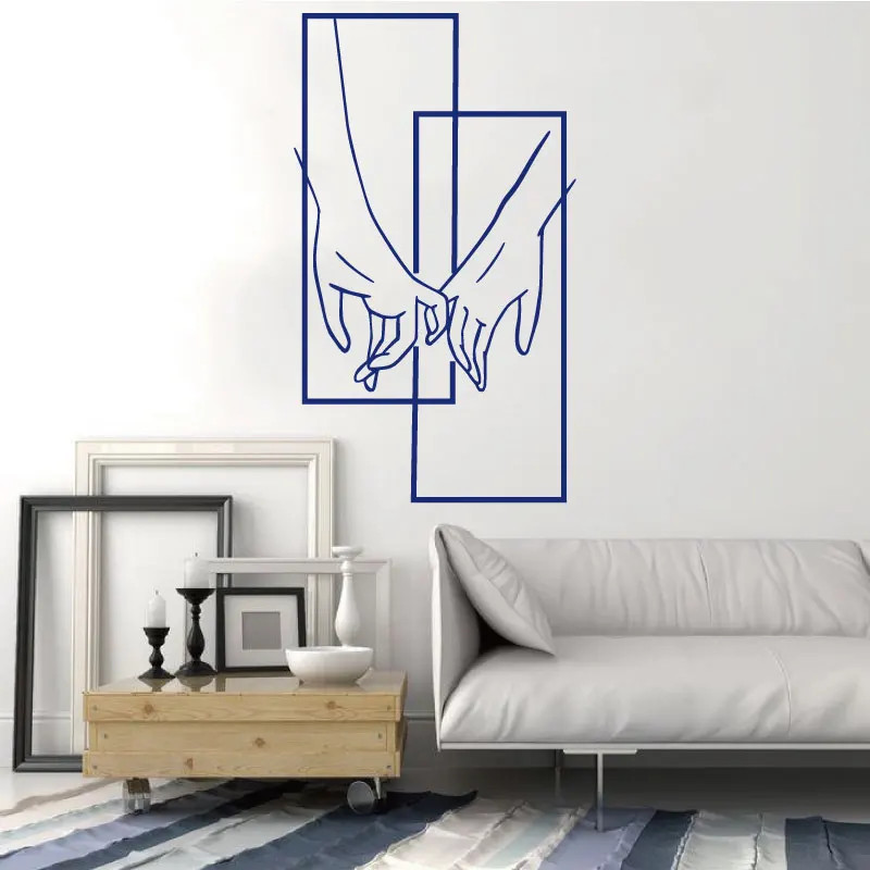 Fashion Line Men and Women Holding Hands Couple Love Art Wall Sticker Sticker