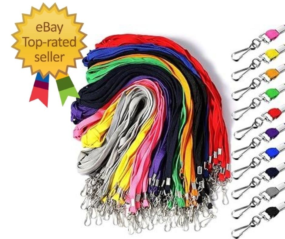 200 Pcs Flat Badge Lanyards for ID Badges Bulk Assorted Color Neck Lany…