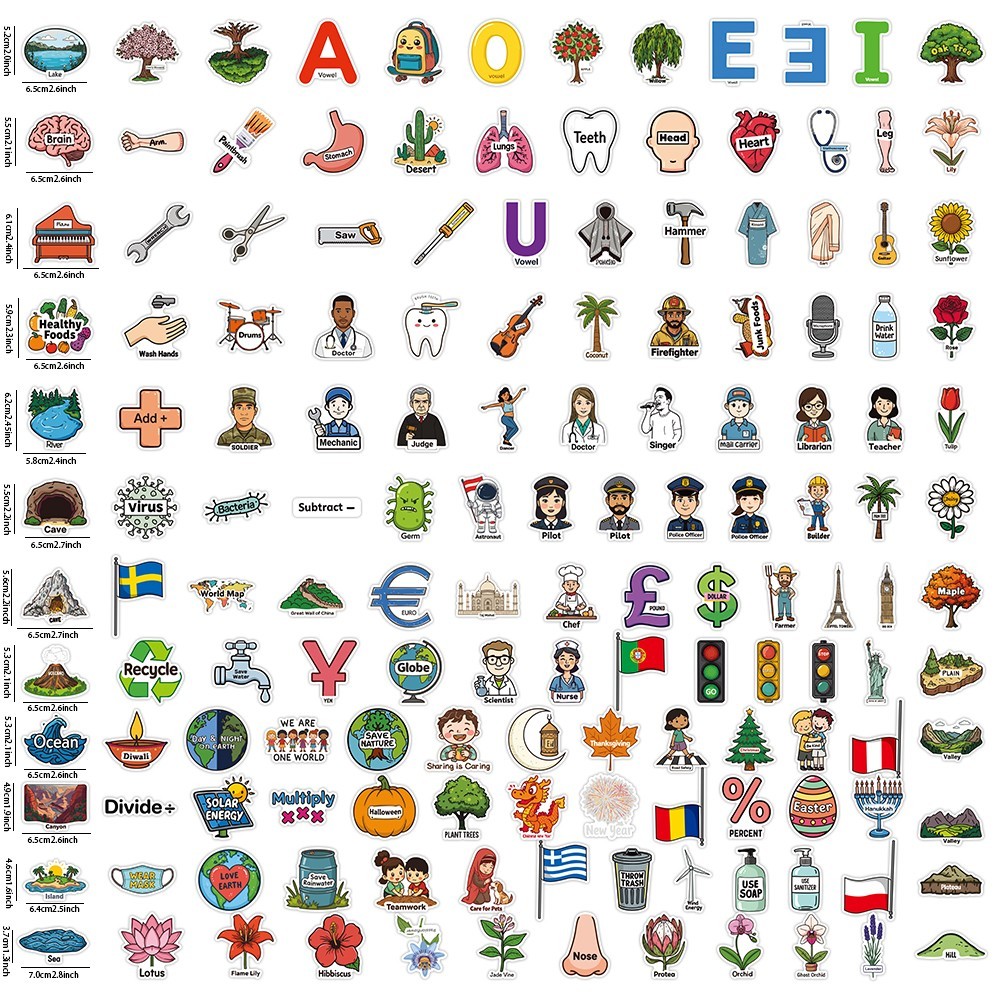 100 Educational Stickers Pack For Kids Learning | ScreenFree Fun by Dreamstiki |