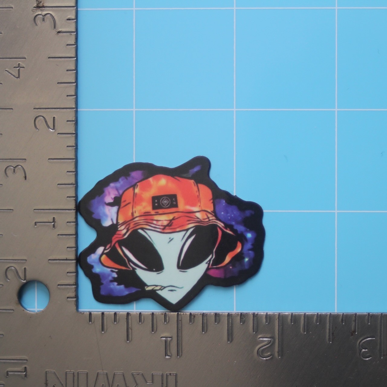 Graffiti Sticker (JOINT SMOKING ALIEN) Psychedelic Street Art, Gloss PVC Decal