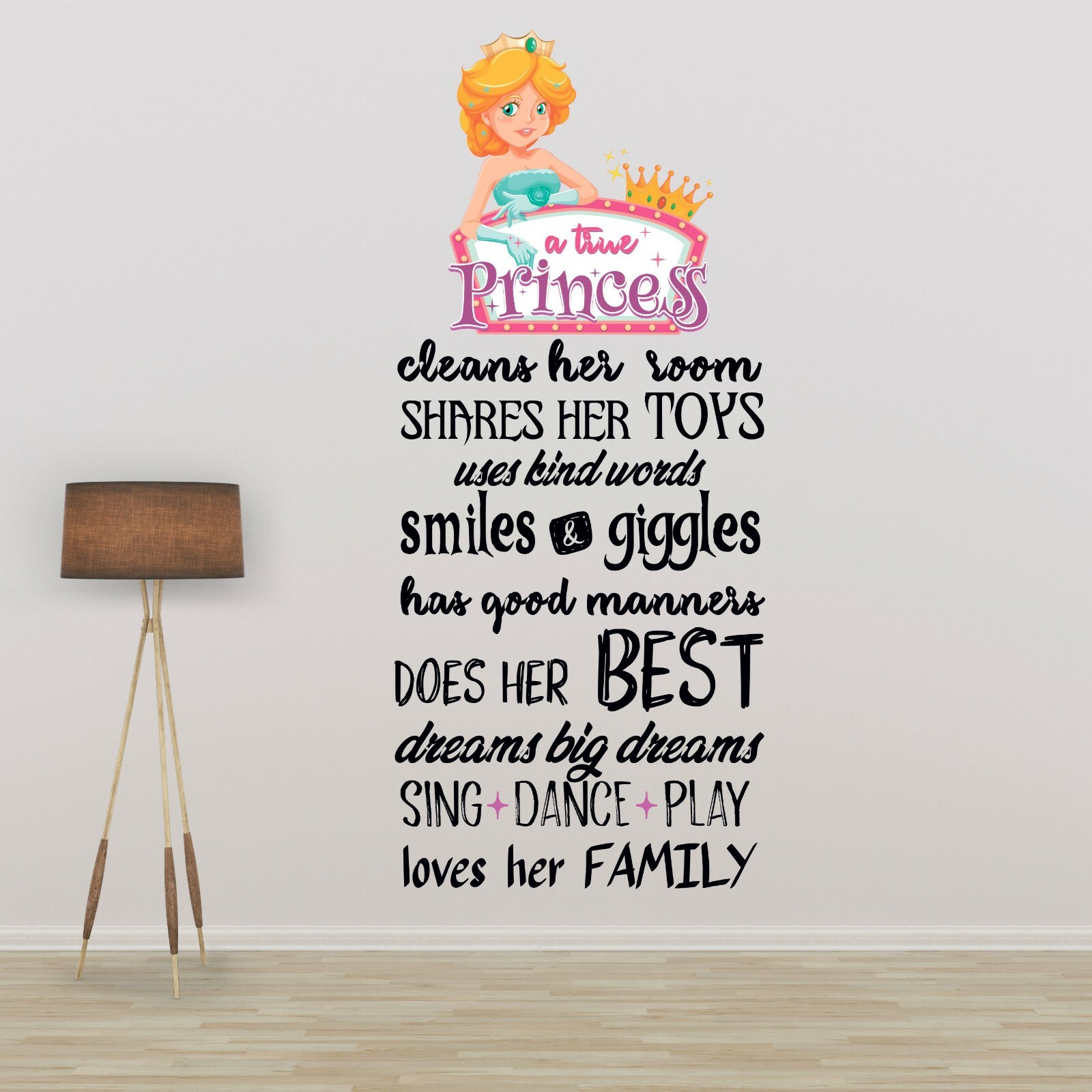 Build A True Princess Quotes Decor Adhesive Home Bedroom Vinyl Wall Decal 20×45