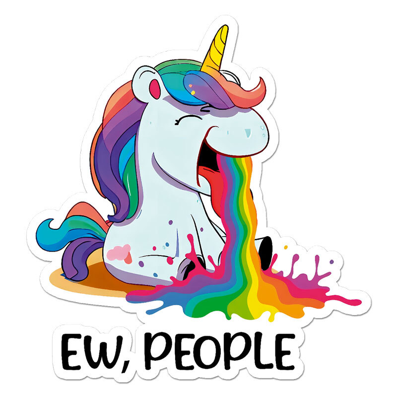 Unicorn Vomit Ew People, Vinyl Decal Sticker, Indoor Outdoor, 3 Sizes, #11542