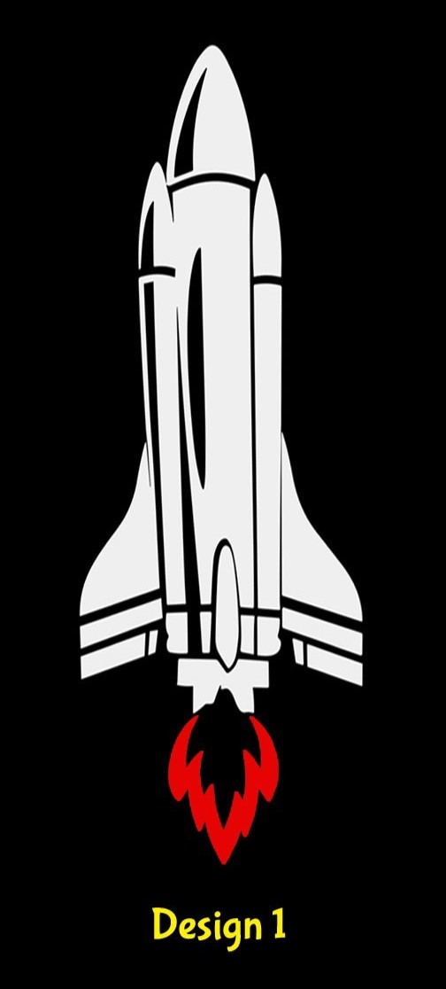 Rocket Spaceship with Flames Design Options Two 7″ Vinyl Decals Any Flat Surface