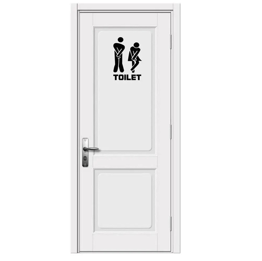 1pc Black Funny Toilet Wall Sticker Waterproof Bathroom Door Decal – NEW