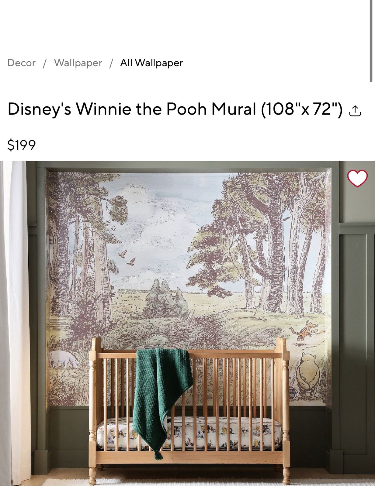 New Pottery Barn Kids Disney’s Winnie the Pooh Mural (108″x 72″), Peel & Stick