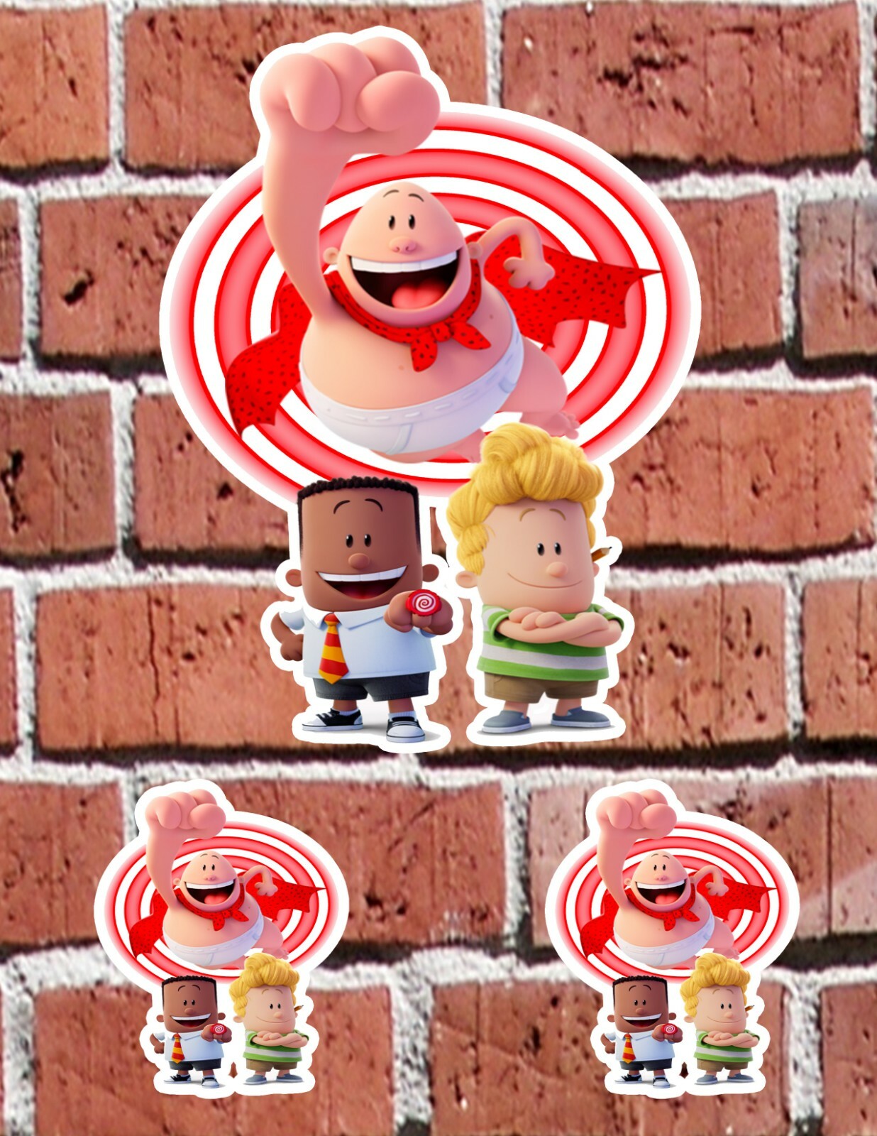 CAPTAIN UNDERPANTS SUPERHERO 7″ and 3″ DECAL STICKERS for HOME, SCHOOL, AUTO