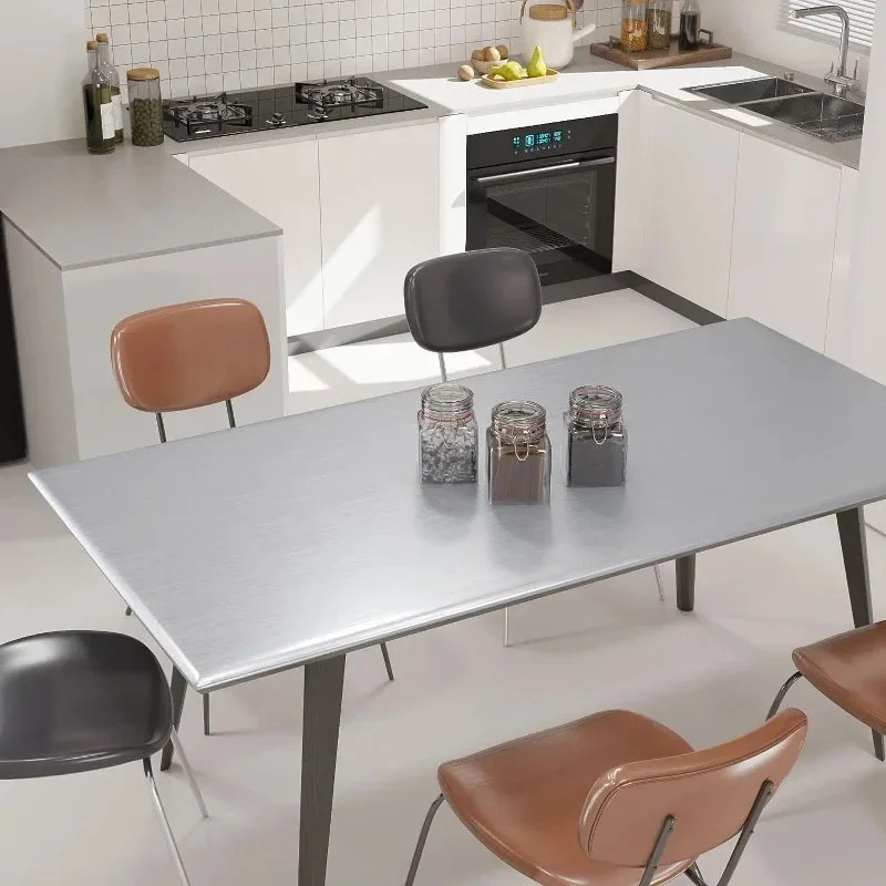 40CM Brushed Silver Wallpaper Stainless Steel Adhesive Kitchen Wall Film