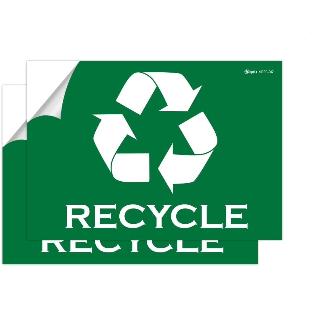 Eco-Friendly Trash and Recycling Stickers – 2 Pack, 10×7 Inches, Bright Green