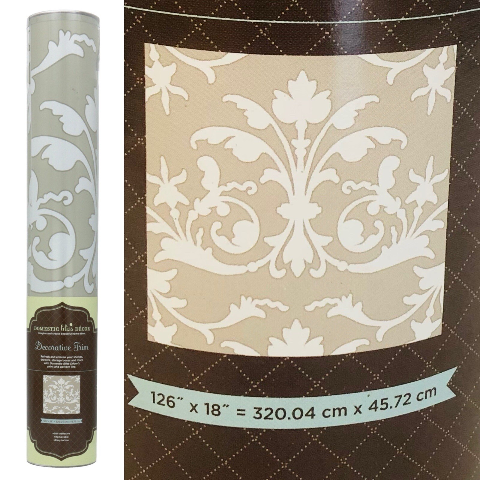 DCWV Decal Wall Art 126-inches by 18-inches Roll White Scrolls, Trim