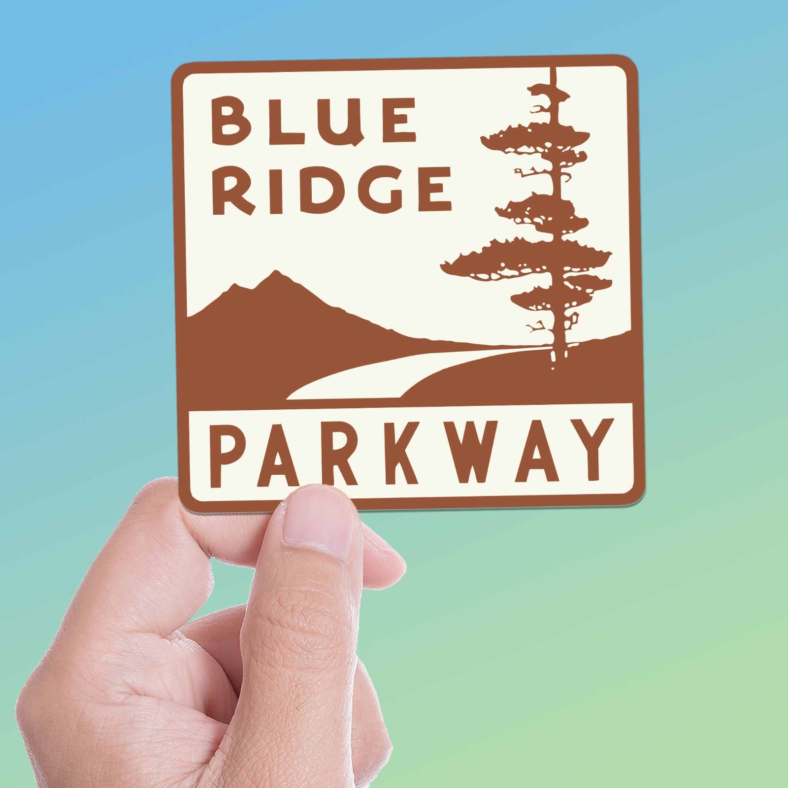 Blue Ridge Parkway Sticker – Virginia & Tennessee Road Sign Decal for Laptop