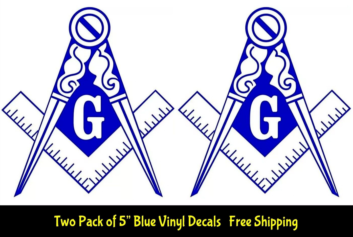 Masonic Square & Compass Two Blue Vinyl Decals Car Window Laptop Notebook Tablet