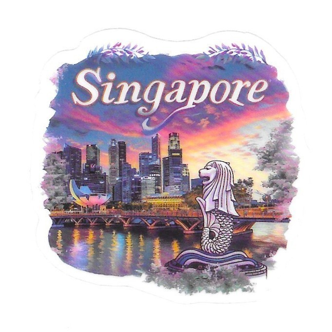 Singapore Merlion Marina Bay Skyline Die Cut Clear Asian Vinyl Sticker Decal