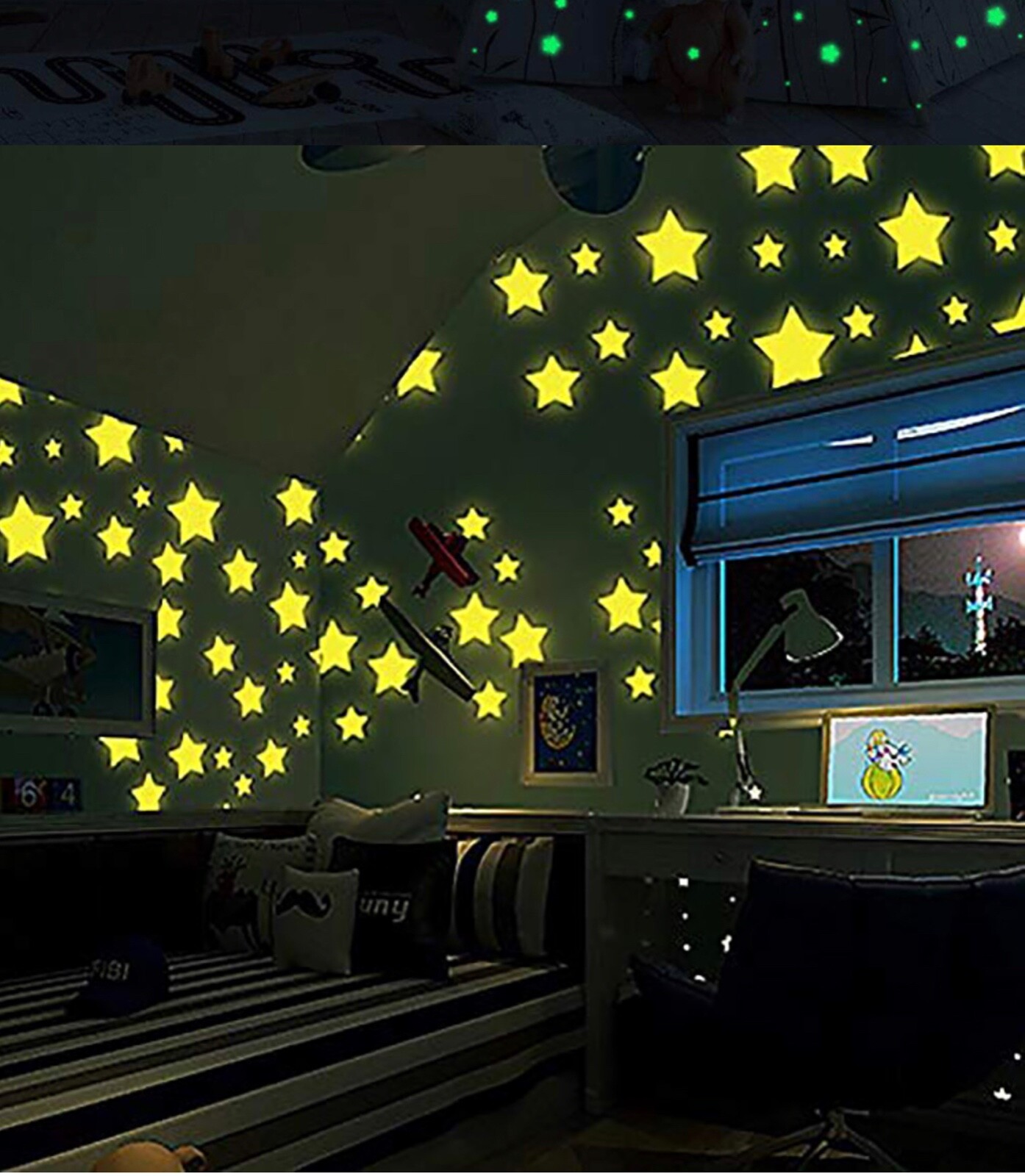 200pcs Glow In The Dark Stars Plastic Stickers Crafts Kids Bedroom FREE 🌙 MOON