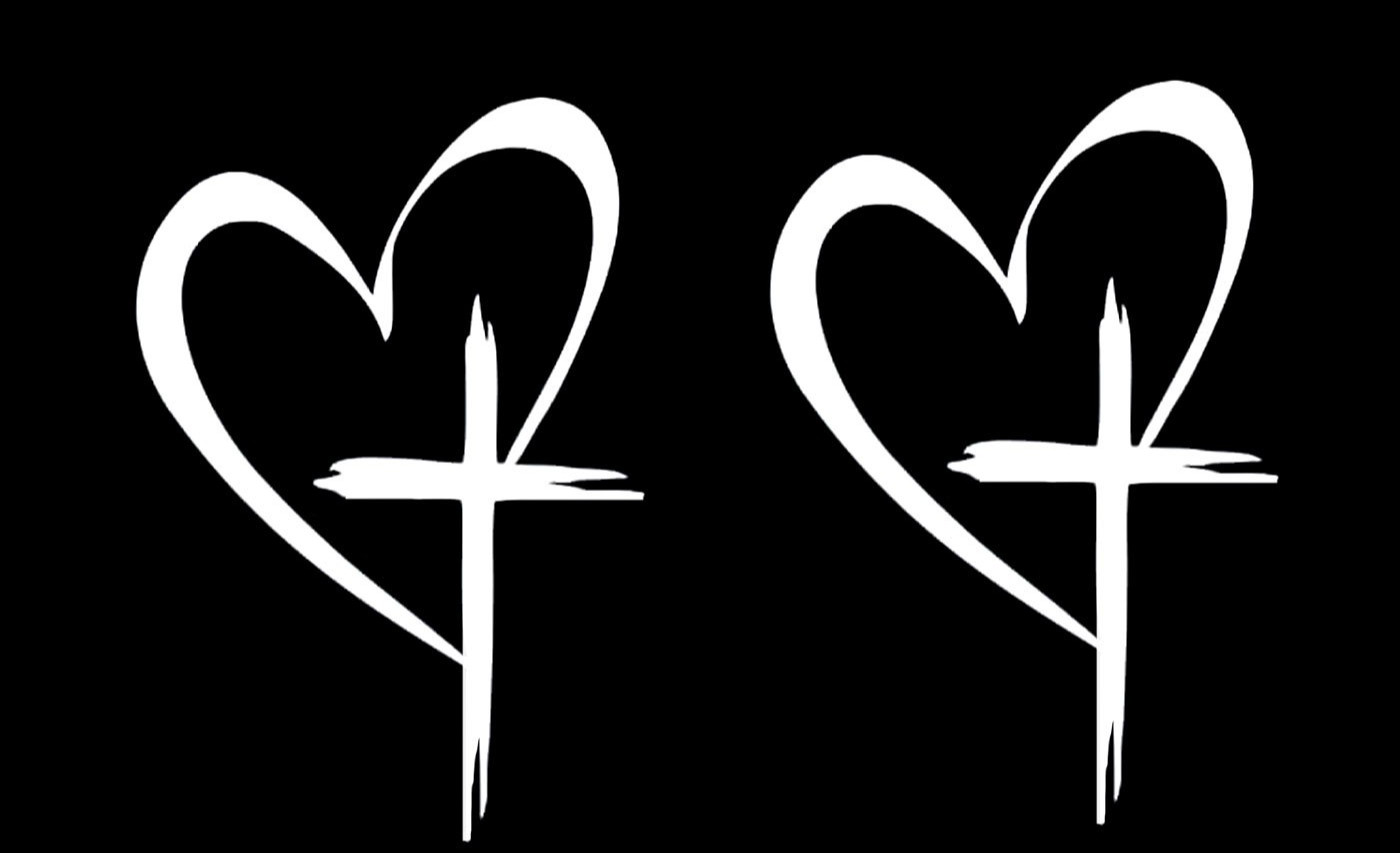 Heart Love Cross Faith Hope Two PK 5″ Vinyl Decal Car Windows – Any Flat Surface