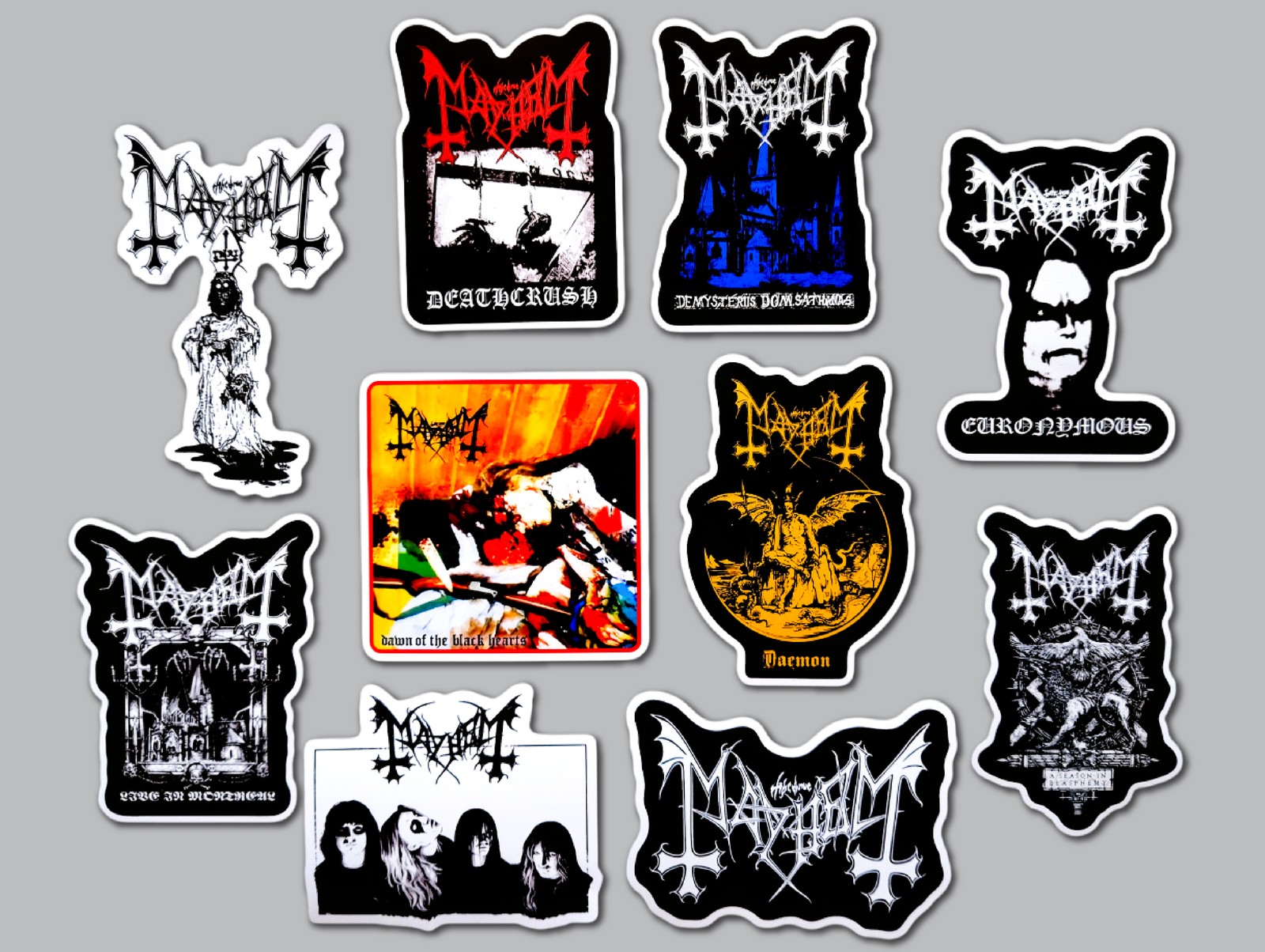 Mayhem Black Metal Band Vinyl Sticker Lot (10 Stickers) cvlt thrash death
