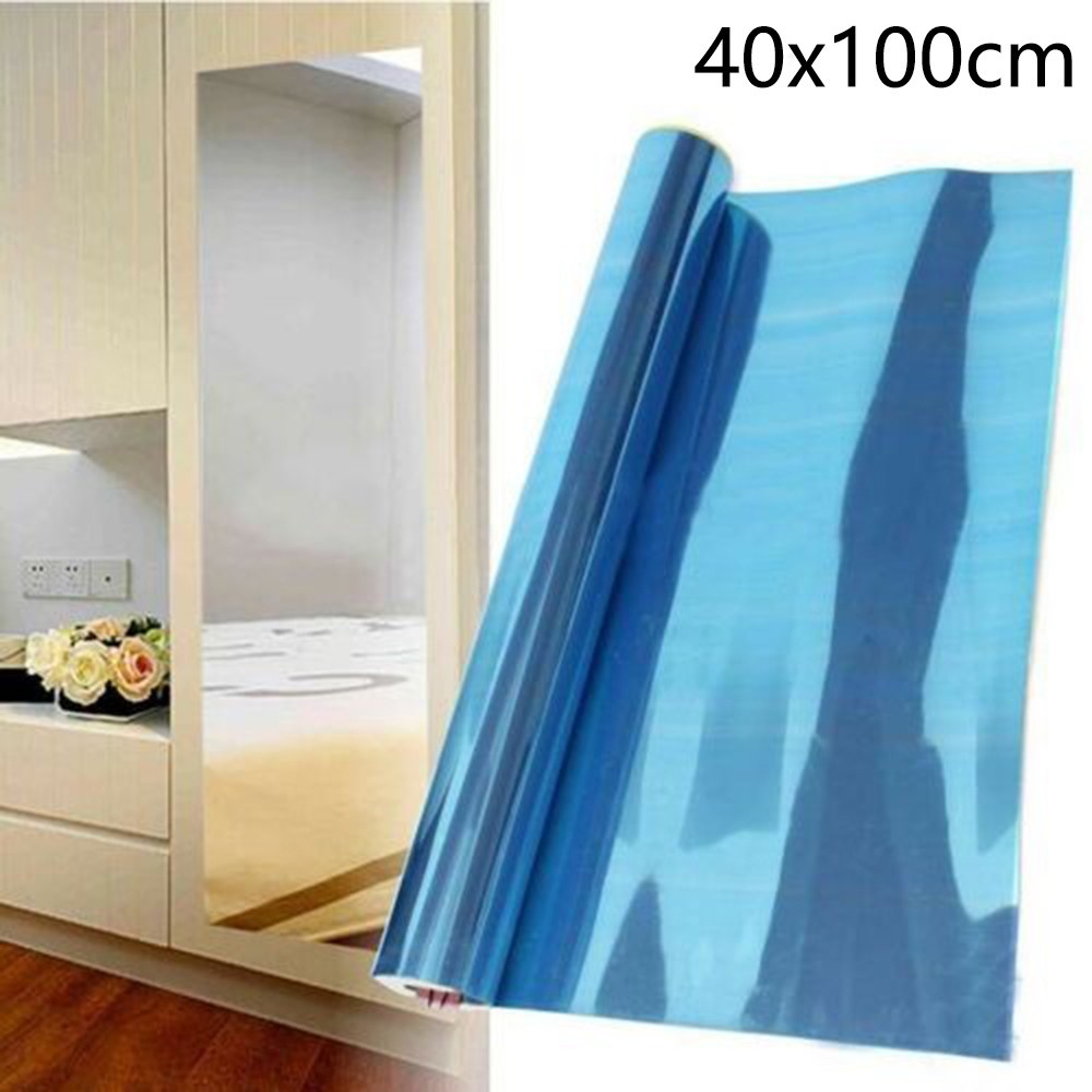 100/200CM Self-Adhesive Mirror Reflective Tiles Acrylic Wall Sticker Decor US