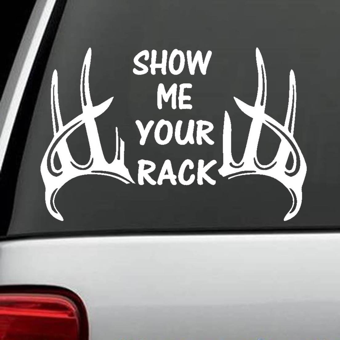11 INCH Show Me Your Rack Deer Antlers Hunting Decal Sticker Truck Window M1137