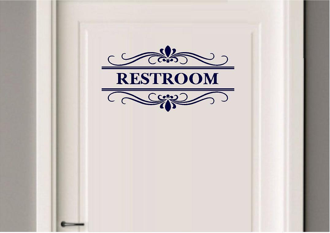 Restroom with Scroll Surround – Vinyl Decal Home Décor 15″ x “