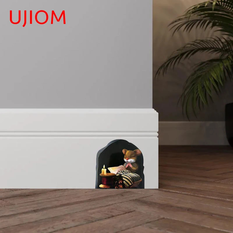 UJIOM 13cm Mouse Hole Cartoon Wall Lovely Stickers Creative Corner Practical